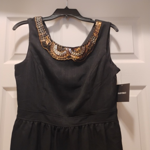 NWT Ellen Tracy Black Sleeveless Dress with Beaded Neckline Size 10 - Picture 4 of 7